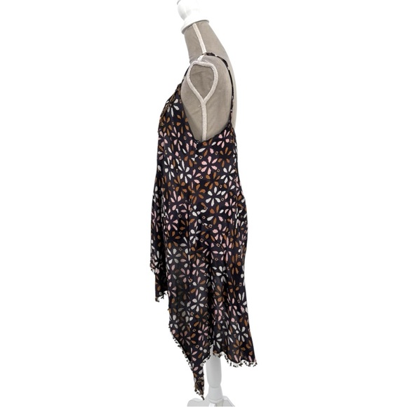 Free People Boho Asymmetrical Slip Dress Floral Print Tassel Festival Medium - Picture 6 of 7